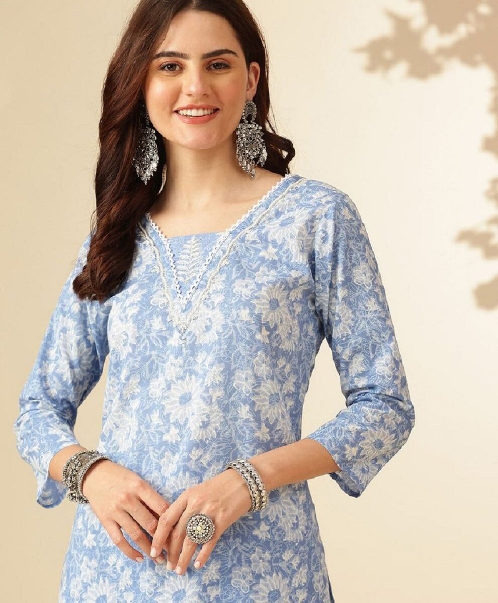 Kurta With  Heavy  Embroidery, Afghani Pants & Malmal Dupatta