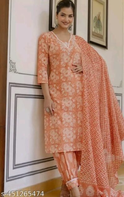Kurta With  Heavy  Embroidery, Afghani Pants & Malmal Dupatta