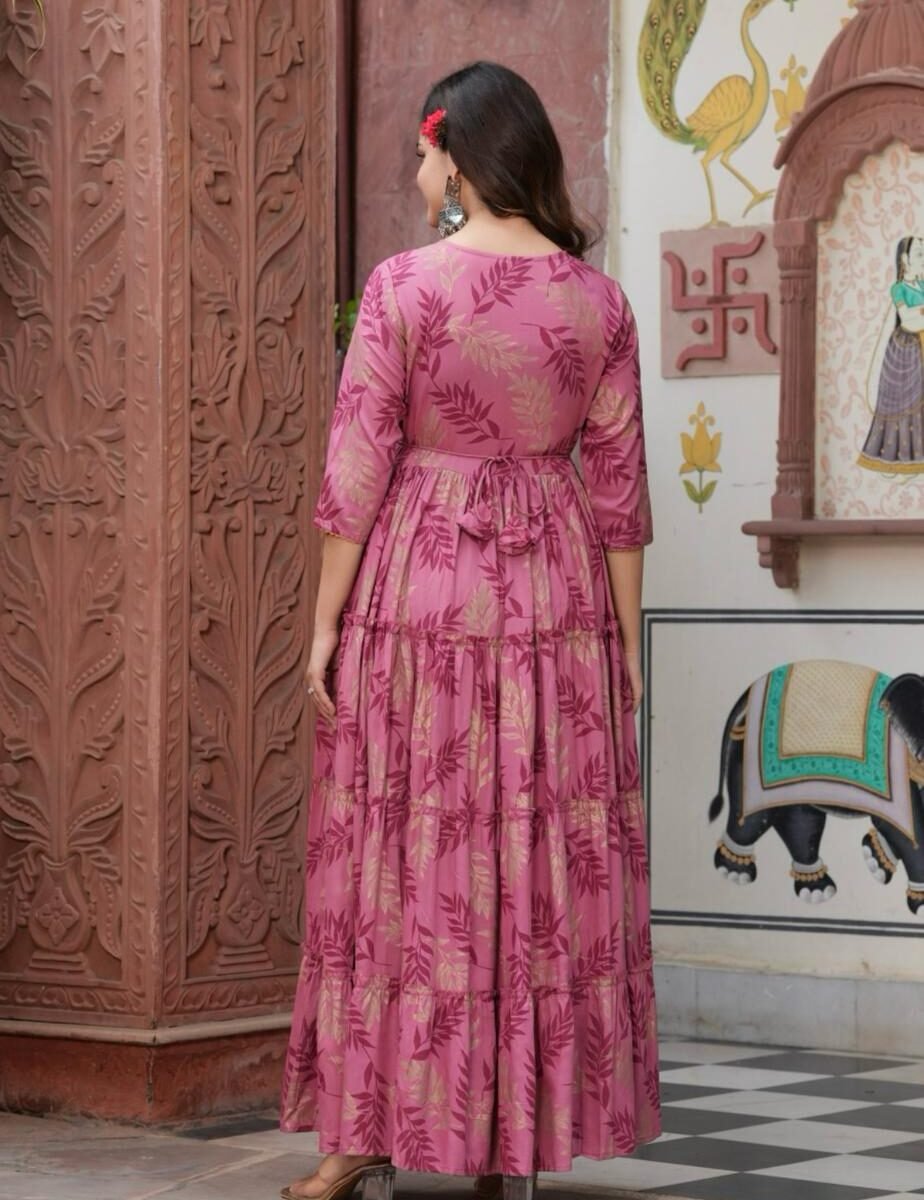 Beautiful Rayon 140  Fabric Anarkali kurti Pant With Tai Dai Dupatta