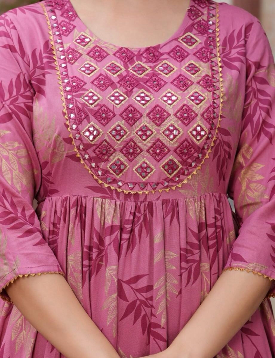Beautiful Rayon 140  Fabric Anarkali kurti Pant With Tai Dai Dupatta