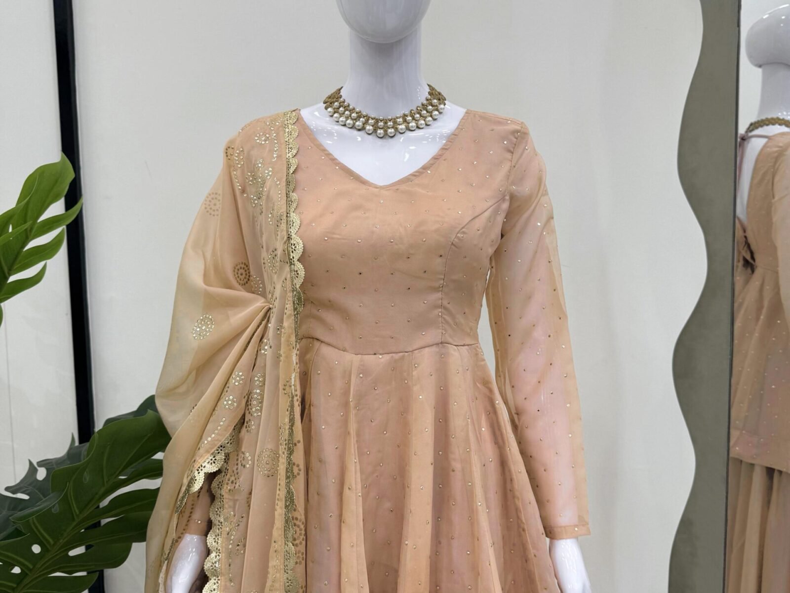 Three pice white top kurti set