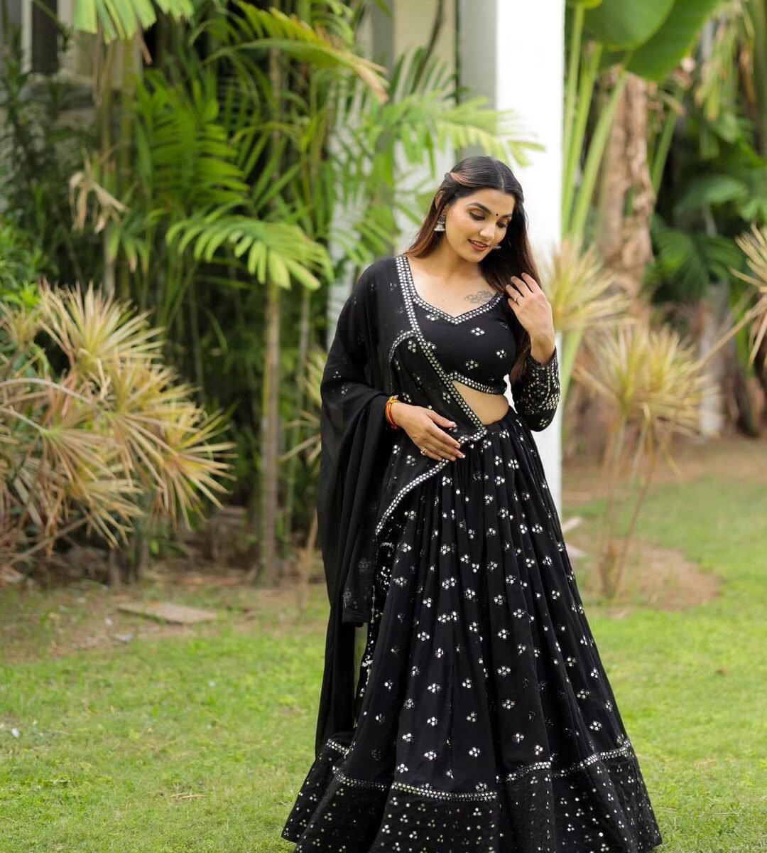 Balck Sequnce Lehngha choli with Dupata*