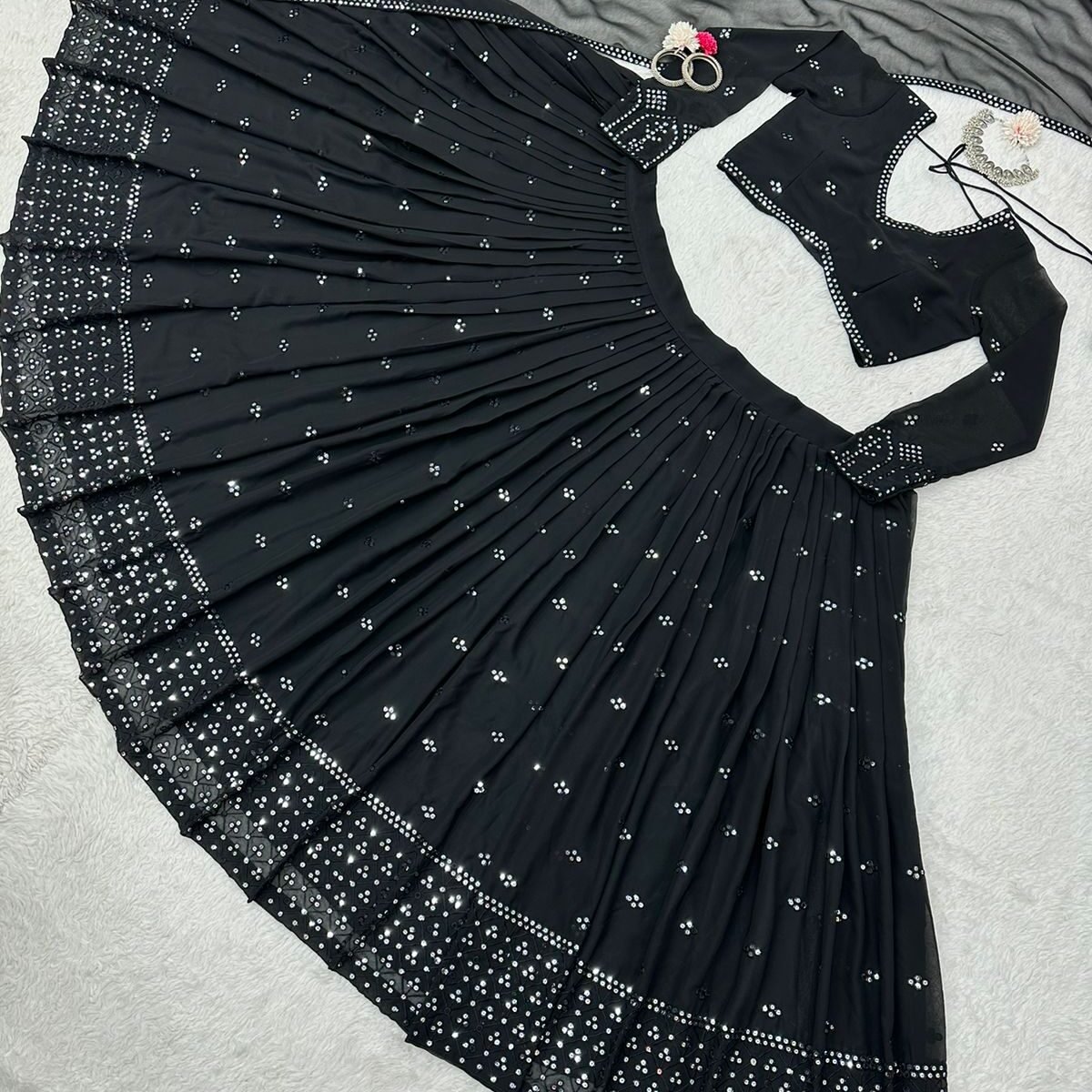 Balck Sequnce Lehngha choli with Dupata*
