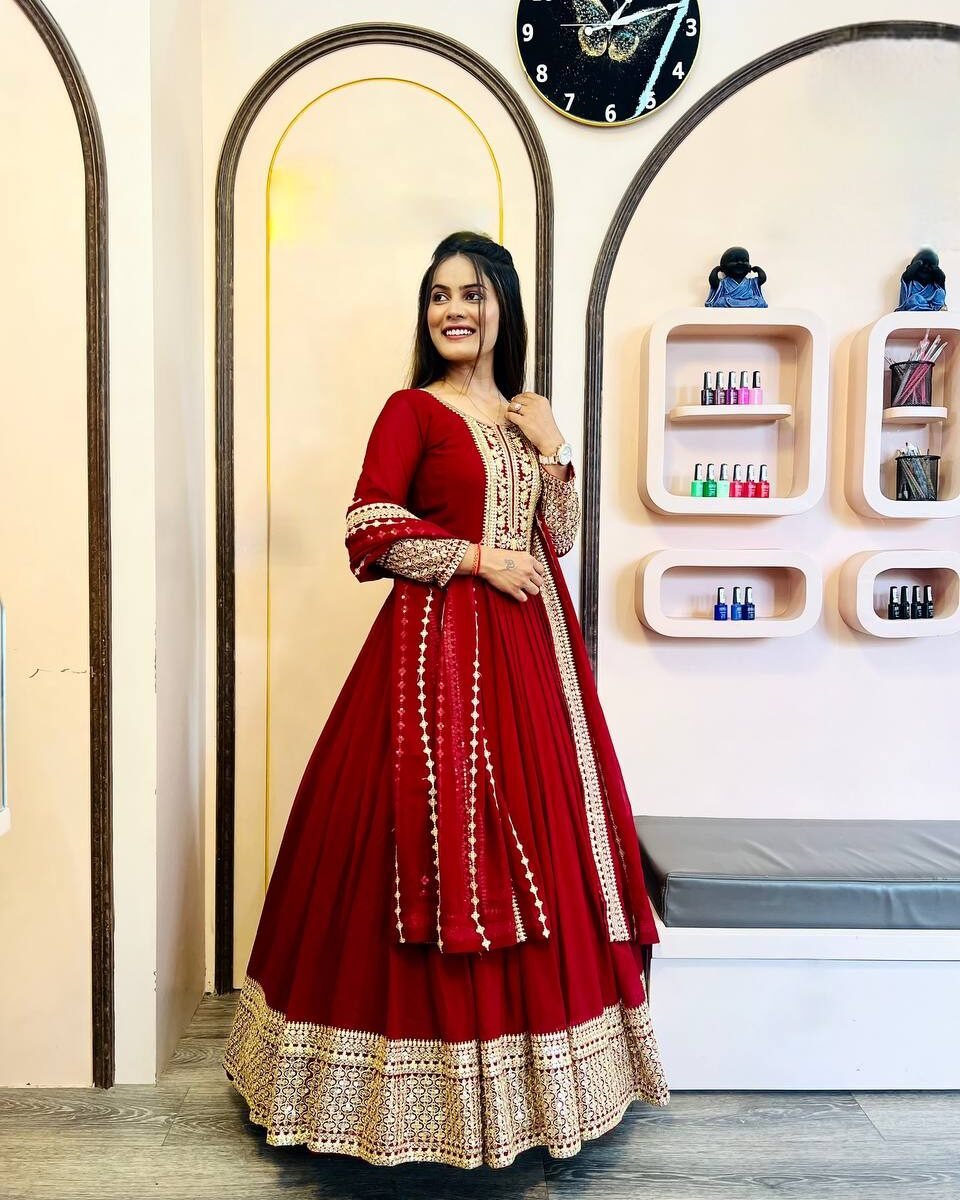 GOWN AND DUPATTA WITH BEAUTIFUL BOTTOM*