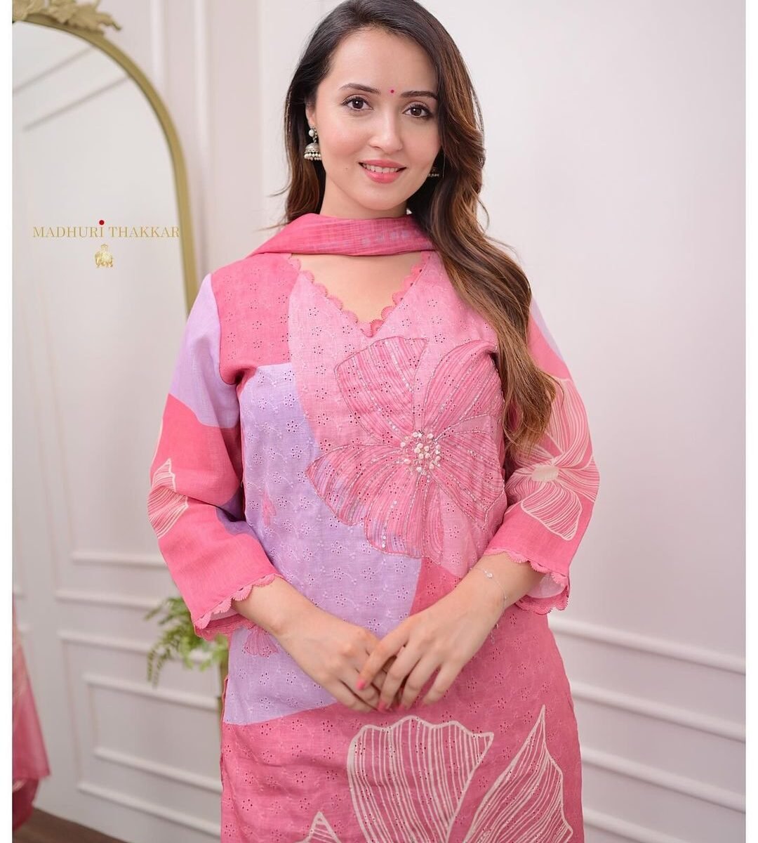 HEVAY SHIFLI FABRIC DIGITAL PRINTING HAND WORK FULL NECK LACE