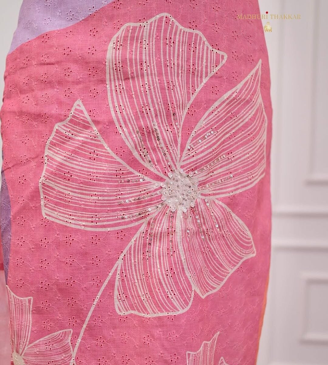 HEVAY SHIFLI FABRIC DIGITAL PRINTING HAND WORK FULL NECK LACE