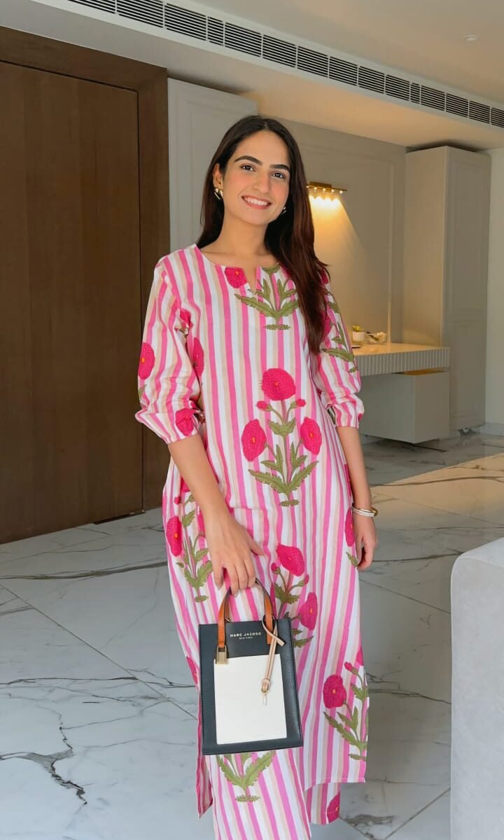La Rose Hand Block Cotton Printed Coord Set