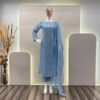 DESIGNER WEAR TRENDING FAUX GEORGETTE TOP WITH COTTON THREAD tv EMBROIDERED WORK AND PANT WITH DUPATTA